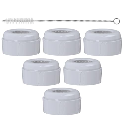 Image of 6pcs Replacement Baby Bottle Nipple Ring Collars w/Cleaning Brush for Dr. Brown's Narrow Bottles 4oz & 8oz | 1 Count(Pack of 6) BPA Free | Plastic & Glass Bottles | Mess-Free No Leak or Spills Collars