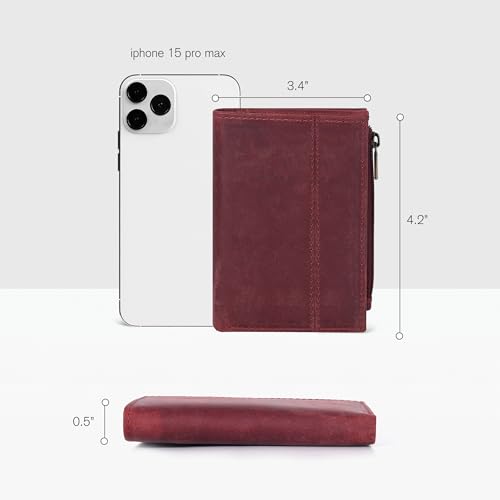 Image of Oak Leathers Wallet For Women Full Grain Leather - Small RFID Coin Purse Credit Card & ID Holder for Ladies,Bifold Wallets for Teenager | Small