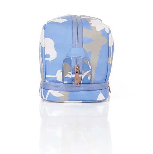 Image of American Tourister x Love Child by Masaba Cosmetic Pouch for Women | Durable Polyester Travel Makeup Bag | Stylish Organizer for Cosmetics, Toiletries & Accessories /Washable Pouch for Daily Use- Blue