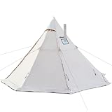 Zoring Hot Tent with Stove Jack, 4 Season 3-4 Person Tipi Tent for Camping, 8.2ft Standing Room with Snow Skirt, Cold Weather Shelter for Family Fishing, Hiking, Hunting, Backpacking