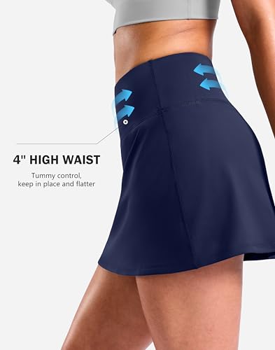 Image of SANTINY 13.5 inch /15 inch Skorts for Women with 2 Pockets High Waisted A Line Casual Pickleball Golf Skort Athletic Tennis Skirt
