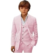 Mi Bo Tong Boys Linen Suit Slim Fit Kids Suit for Boys Summer Beach Wedding Suit Kids Tuxedos Sui...