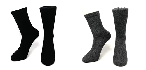 Image of Pure Cashmere Thick Unisex Men Women Crew Mid Calf Causal Socks, Smooth Toes and Heel Sewed by Handwork