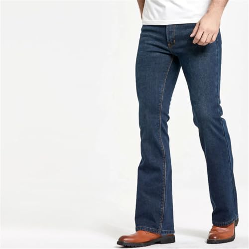 Men's Winter Stretch Denim Jeans Thick Warm Slim Fit Slightly Flared Boot Cut Polar Fleece Pants3