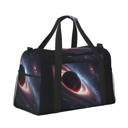Galaxy planet Print Stylish Foldable Carry On Tote with Waterproof Zipper for Weekend Getaways Bag3