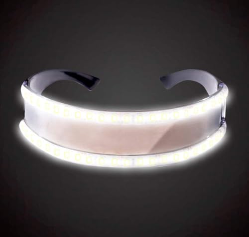 YUANYUYING Ensemble gants et lunettes LED - Gants et lunettes de fête lumineux, boîtes de nuit, raves, festivals, concerts, Halloween(Blanc) – vue 8