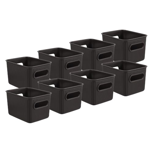 Bacs de rangement en plastique Superio | Lot de 8 paniers marrons 1,5L