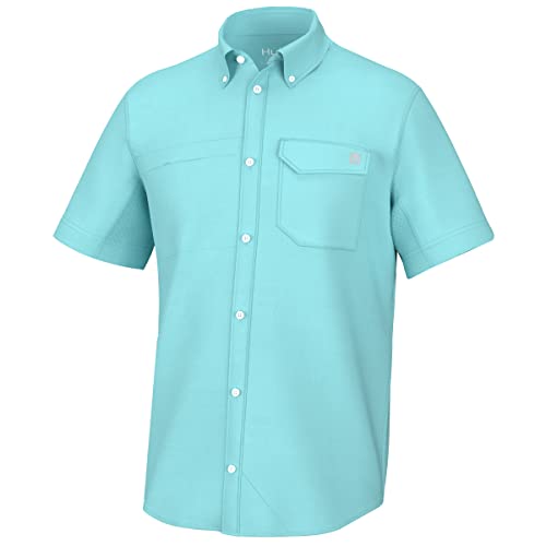Image of HUK Men's Tide Point Kc Scott Original Artwork Short Sleeve Shirt, Fishing Button Down