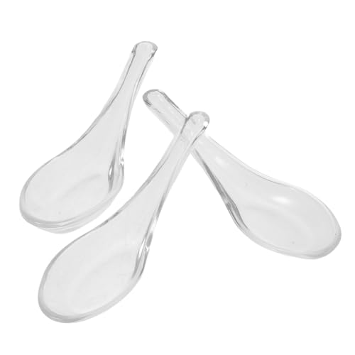 IMIKEYA 3 Pezzi Cucchiai da Portata in Vetro Trasparente Cucchiai Riutilizzabili per Dessert e Zuppe Essenziali per Buffet Catering e Cucina per Yogurt e Dolci