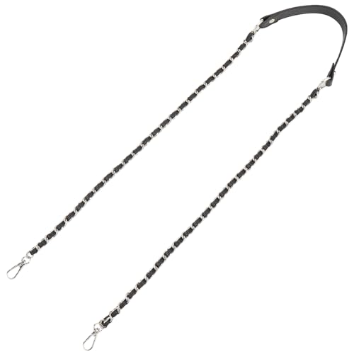 Image of CABODYALS 48.82 Inch Long Black Pu Leather Silver Chain Bag Strap With Alloy Clasps Replacement Purse Chains Accessories Crossbody Shoulder Straps for Handbag Unisex Canvas Bags Diy Crafts Making