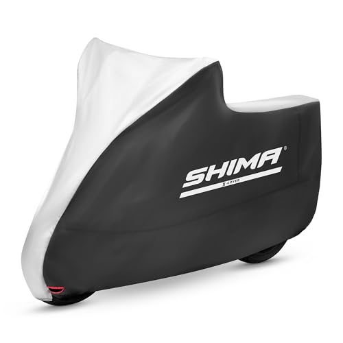 SHIMA X-Cover Funda Moto Impermeable para Exterior Grande Fundas Motocicleta Accesorios Capa la Motos Protección UV Antipolvo Orificio para Bloqueo (Negro, XL)