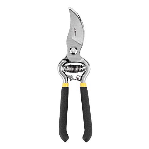Cinnyi Pruning Shear, 8" Carbon Steel Gardening Plant Scissor Branch Pruner, Sharp Cutting and Durable, for Cutting Stems and Light Branches