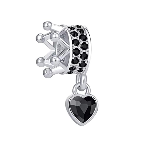 Abalorio colgante de corazón con corona You are My Queen en plata y cristal para mujer