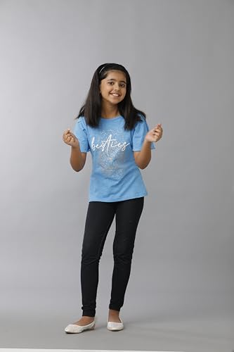 Image of Girls Cotton Tops Collection - Round Neck, Crop Top, Full & Half Sleeve, Drop Shoulder, Ruffle Sleeve, Graphic Printed, Embroidered & Slub Knit Styles, Soft Breathable Fabric for Kids Casual Wear