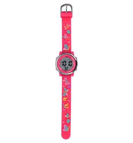 New Butterfly Kids Watches 3D Cartoon Silicone Waterproof 7 LED Color Lights Toddler Digital Wrist Watch with Alarm Stopwatch for 3-10 Year Girls Little Child (Red)4