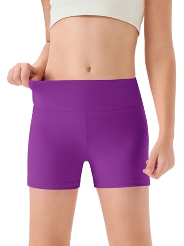 Image of Haloumoning Girls Athletic Shorts Kids High Waisted Yoga Dance Biker Shorts Comfy Gymnastics Shorts 5-14Y