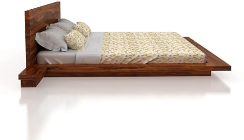 Image of FurnitureSheesham Wood King Size Bed for Bedroom /Home /Hotel /LivingRoom| Without Storage Solid Wood King NA Bed | Finish Color - Natural, DIY