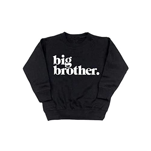 Big Bro Sweatshirt New Baby Announcement Shirts Boys Promoted to Big Brother Shirt(Black 4T)