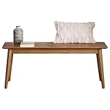 Alaterre Furniture Calais 46 Inch Solid Wood Dining Bench - Midcentury Modern Entryway Bench with Minimalist Design - Furniture for Entryway, Dining Room, Kitchen, or Bedroom (Pecan Finish)