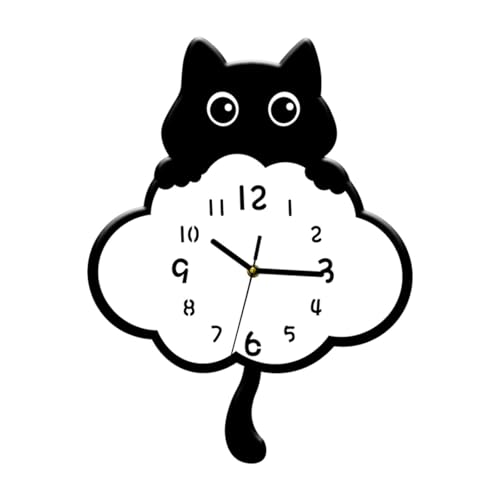 Generic 壁掛け時計 猫スイングテール振り子 アナログ装飾吊り下げアクリルサイレントムーブメント時計静かなメカニズムキッチン寝室オフィスホテル会議室自宅に最適, Style A