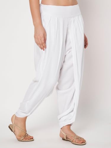 Image of 9rasa Women's Viscose Hand Block Printed Belt Freesize Dhoti Chudidar for Ethnic Casual Fusionwear (Fits Waist 26-38 inch Inches)
