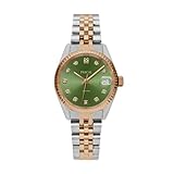 PASCAL Timeless Classic Diamond Watch, Swiss Quartz, Lab-Grown Diamonds, Scratch-Resistant Sapphire Crystal, Adjustable Strap Fits Wrist Sizes 6.5'-9.5', Folding Clasp Push-Buttons (Avocado, 31)