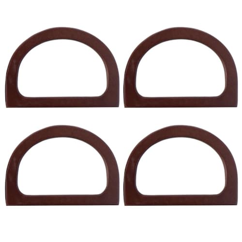 Uniquer 4 Pcs D-Shaped Handbag Purse Handle, Wooden Bag Handle Replacements for Handmade Hand, Beach Bag, Straw Bag