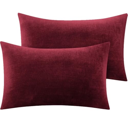 Image of Sands Premium Ultra Soft Woollen Pillow Cover Set of 2 for Winter with Zipper Closure, Cozy Pillow Case Perfect for Warmth, Flannel Warm Pillowcases, King size-18X28 Inches (Maroon)