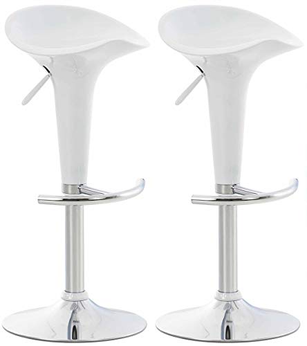 CLP Lot de 2 Tabourets de Bar Design Saddle - Chaise Haute avec Assise en Plastique Solide - Tabouret de Bar Hauteur Réglable et Pivotant Repose-Pied,...