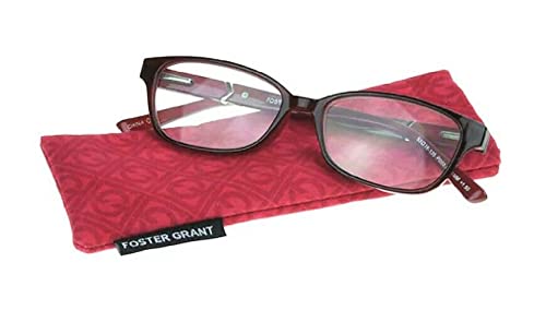 Foster Grant Wine Evalina Women's Reading Glasses with Case (Wine, 1.75, x)