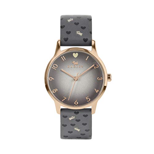 RADLEY Heart Dial Ladies Charcoal - Cool Grey Soft Calf Leather Strap Dog and Heart Print Watch RY2942A