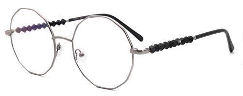 FERAVIA Lunettes de vue irrégulières pilotes sans ordonnance décoration de boule multilatérale temple femmes fausses lunettes Cover