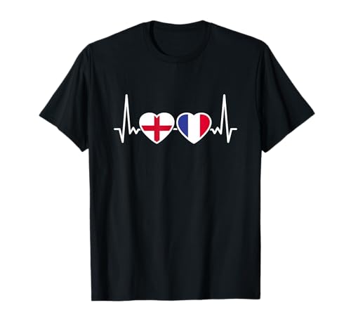 Angleterre France Battement De Coeur Drapeau Anglais T-Shirt