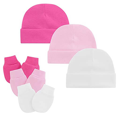 Image of Zando Baby Hats and Mittens Unisex Infant Beanie Caps Newborn Hospital Hat with Scratch Mitten Set for Baby Boys Grils Hats