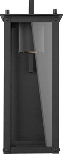 Capital Lighting 934611BK-GL Hunt Urban/Industrial Clear Glass Outdoor Wall Sconce, 1-Light 7 Watt, 15" H x 6" W, Black