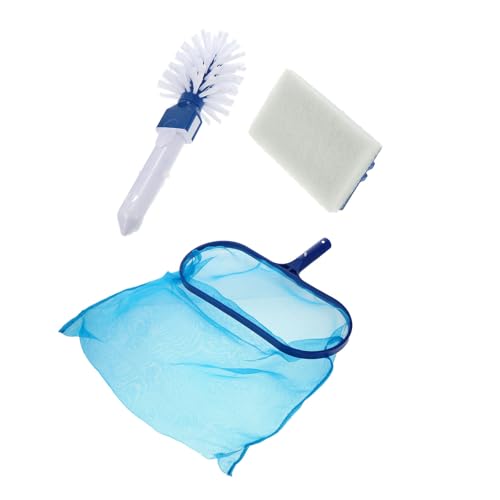 MAGICLULU Kit de Skimmer para Piscina Red de Malla Fina, Cepillo para Paredes y Fondo, Vara Extensible de Cinco Secciones, Herramienta de Limpieza para Hojas y Residuos en Piscinas Pequeñas