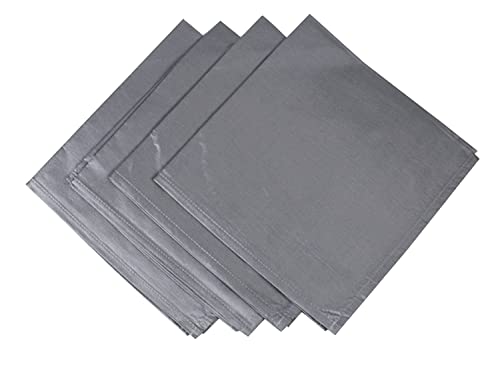 Fennco Styles Silver Satin Decorative Cloth Napkins, Set of 4 - Solid Color Diner Napkins for Wedding, Banquets, Special Events, Holiday and Christmas Décor