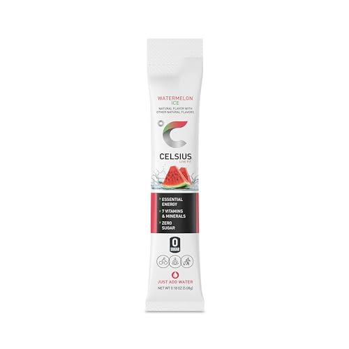 CELSIUS On-The-Go Powder Sticks Watermelon Ice, Essential Energy (14 Sticks per Pack) (Pack of 2)