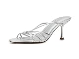 Steve Madden Women's Edna Heeled Sandal, Silver Leather, 9.5