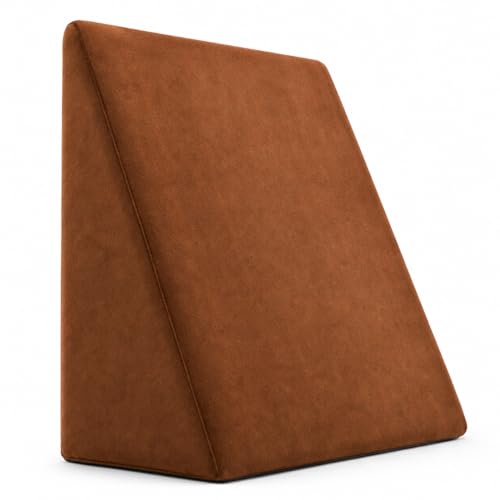 Image of Wedge Pillow for Bed | Back & Neck Support Pillow for Sleeping & Reading | Bed Wedge Pillow for Acid Reflux, Back Pain & Legs Elevation | Pregnancy Support Pillow with Comfortable Foam - Brown