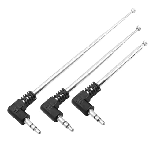 Fohevers 3 antenas FM telescópicas con conector de enchufe de 3,5 mm para teléfono celular, radio FM, amplificador de señal estéreo, receptor de audio y cine en casa