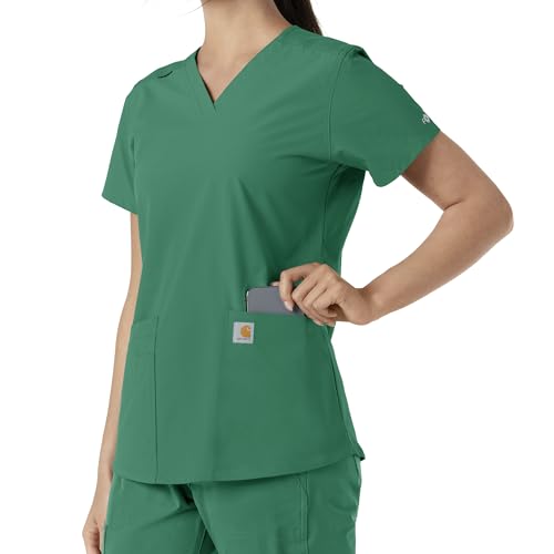 Carhartt Force Essentials Women's V-Neck Knit Panel Scrub Top, Hunter, 5XL - image 9
