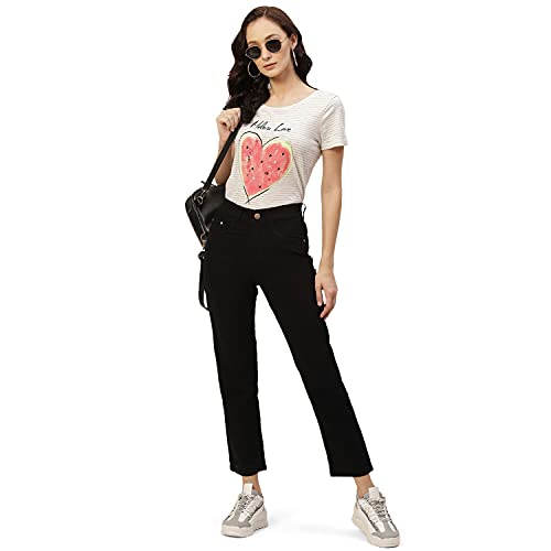 Image of PARIS HAMILTON Womens /Girls High Waist Straight fit Stretchable Denim Jeans Relaxed Fit