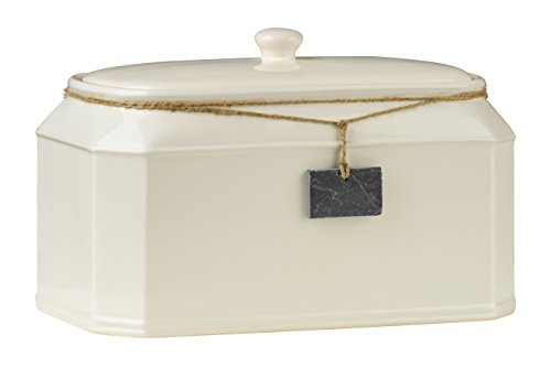 Premier Housewares Slate Tag Bread Crock, Cream, 14 x 8 x 8