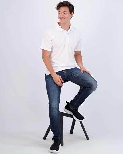 Real Essentials 3 Pack: Men's Quick-Dry Short Sleeve Athletic Performance Polo Shirt (Available in Big & Tall)