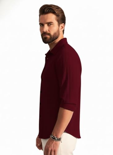 Image of Amazon Brand - INKAST Men's Casual Button Down Shirts Long Sleeve Linen Shirt Fashion Textured Beach Summer Shirt