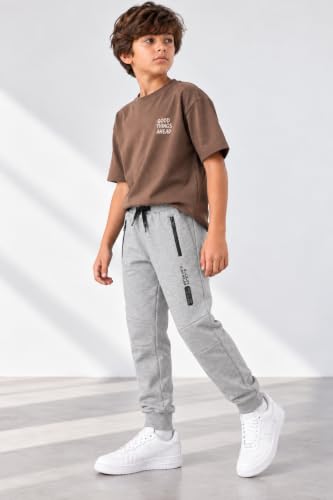 Image of Alan Jones Clothing Boys Solid Joggers Trackpant | Ribbed Hem & Waist | Drawstring Closure | Sizes 5-16 Years | Heavy GSM Fabric