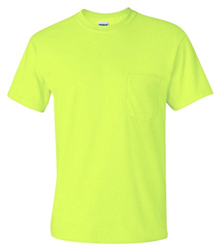 Cotton 6 oz. Pocket T-Shirt (G230) Safety Green, 2XL (Pack of 12)