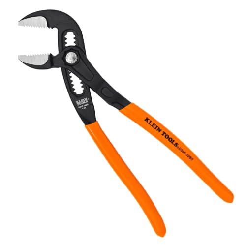 Klein Tools D50510BS 10-Inch Straight Jaw Quick-Adjust Pump Pliers Adjustable Pliers Heavy-Duty Hand Tool with Serrated Teeth