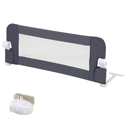 RELAX4LIFE Sponda Letto per Bambini 105/120/150cm, Barriera di Sicurezza, Traspirante e Pieghevole, Sbarra Letto per Letti Singoli e Matrimoniali (Grigio Scuro,105x38x43cm)